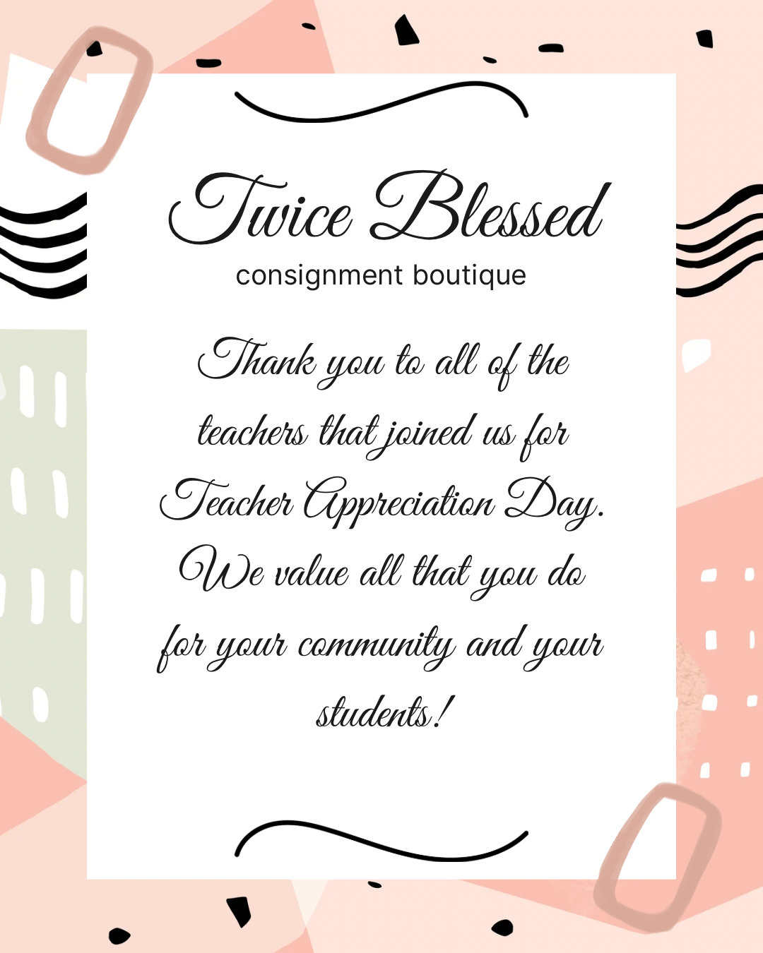 Twice Blessed Teacher Appreciation Day thank you card